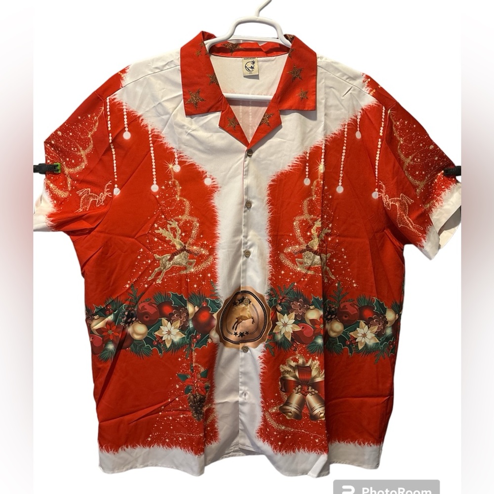 What does Santa wear in warm climates… This 3XL lightweight resort shirt.